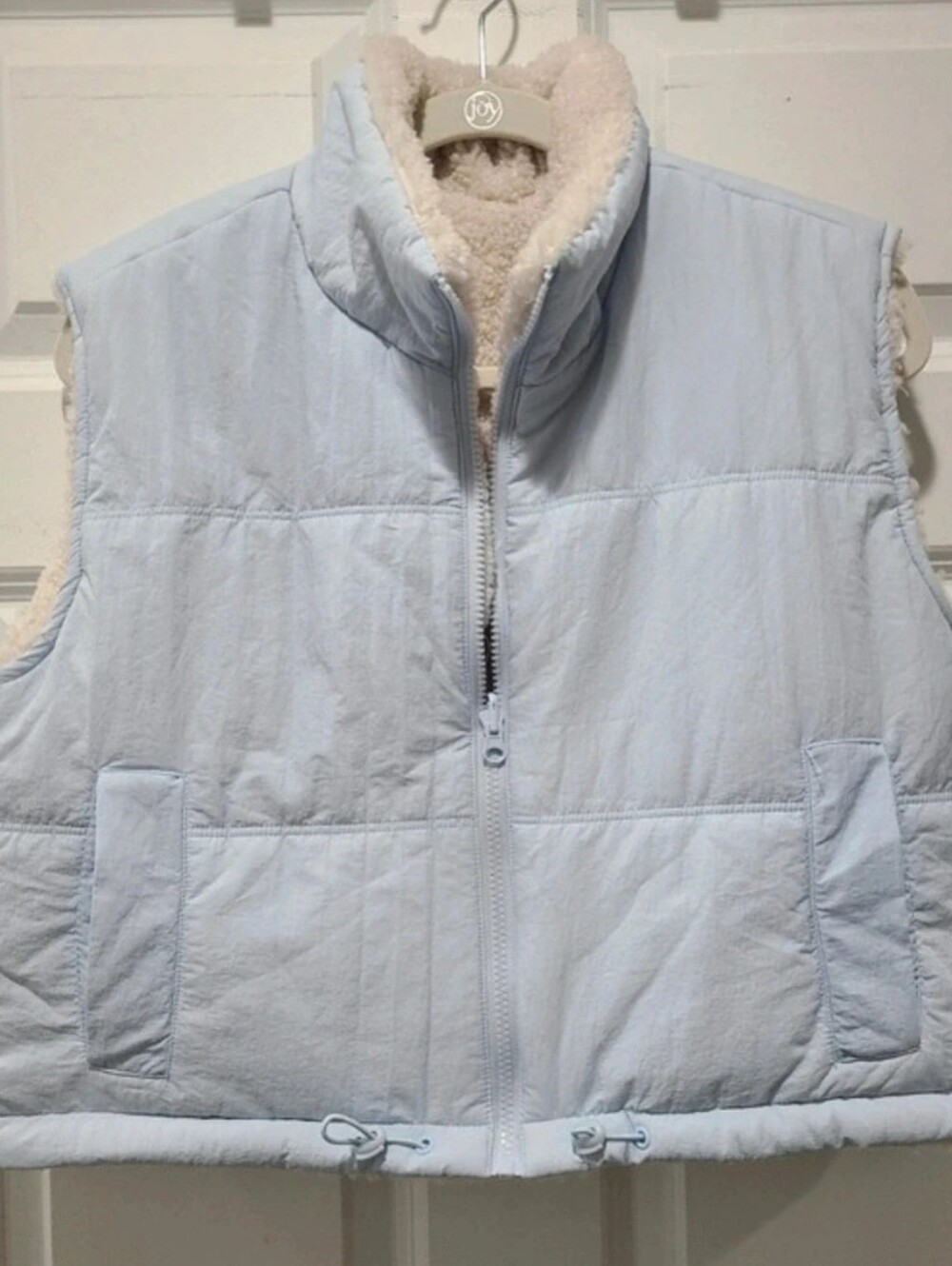 thread And Supply Reversible Light Blue Puffer Vest with Sherpa Interior M/L